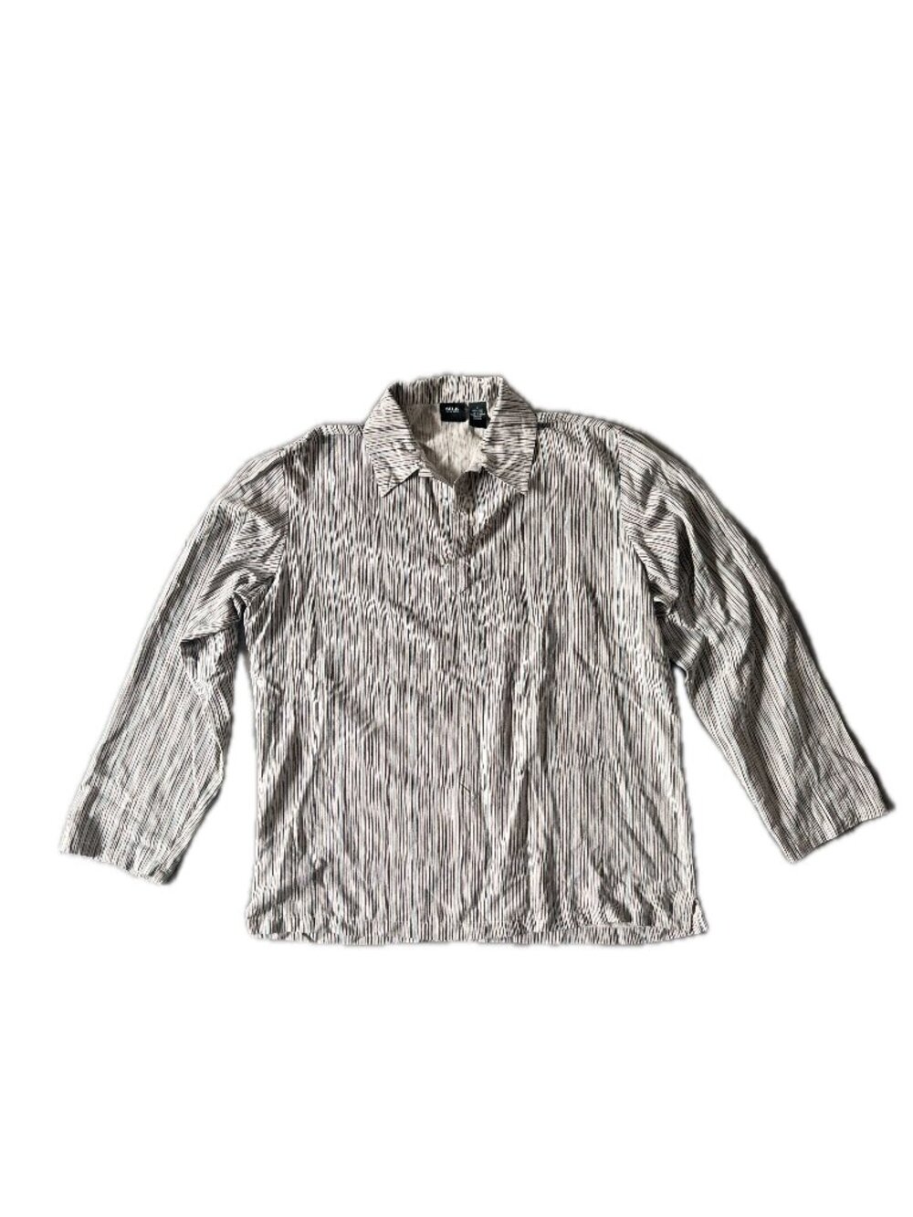 SILK ICON 100% Silk Striped Long Sleeve Top Shirt Size L